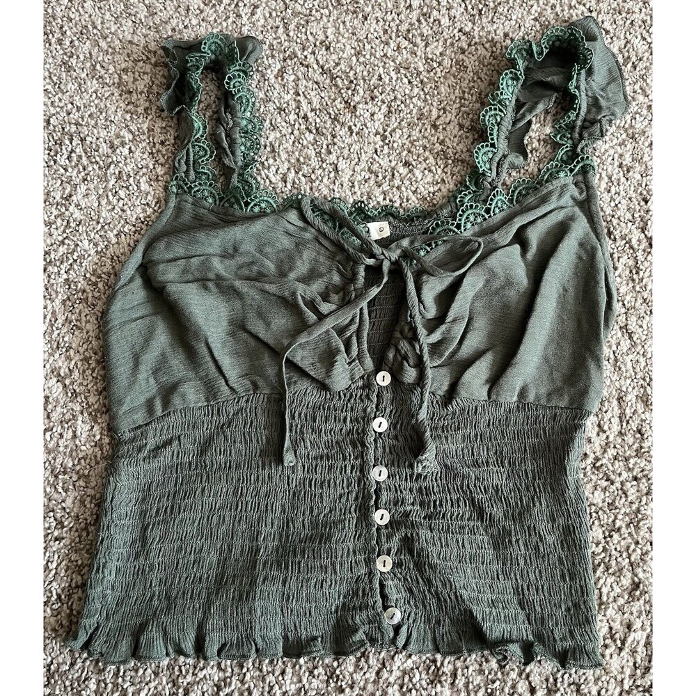 Women's Illa Illa Green Crop Tank Top, Large